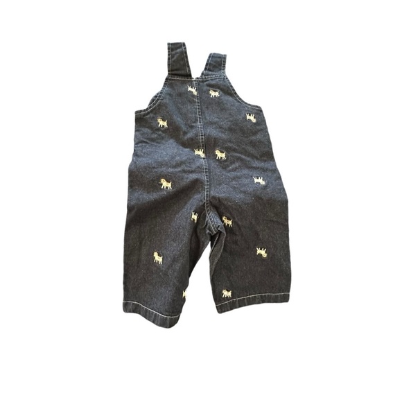 Baby boys size 3-6 months 100% cotton denim overalls with embroidered do… - Picture 2 of 4